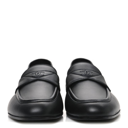 Chanel Lambskin Mens Stitched CC Loafers 43 Black 3 of 10