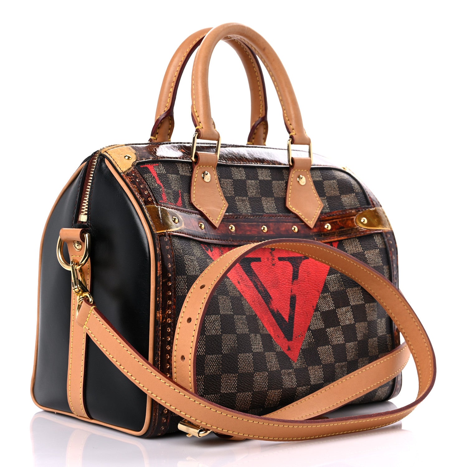Louis Vuitton Transformed Damier Ebene Time Trunk Speedy Bandouliere 25 Black 3 of 14