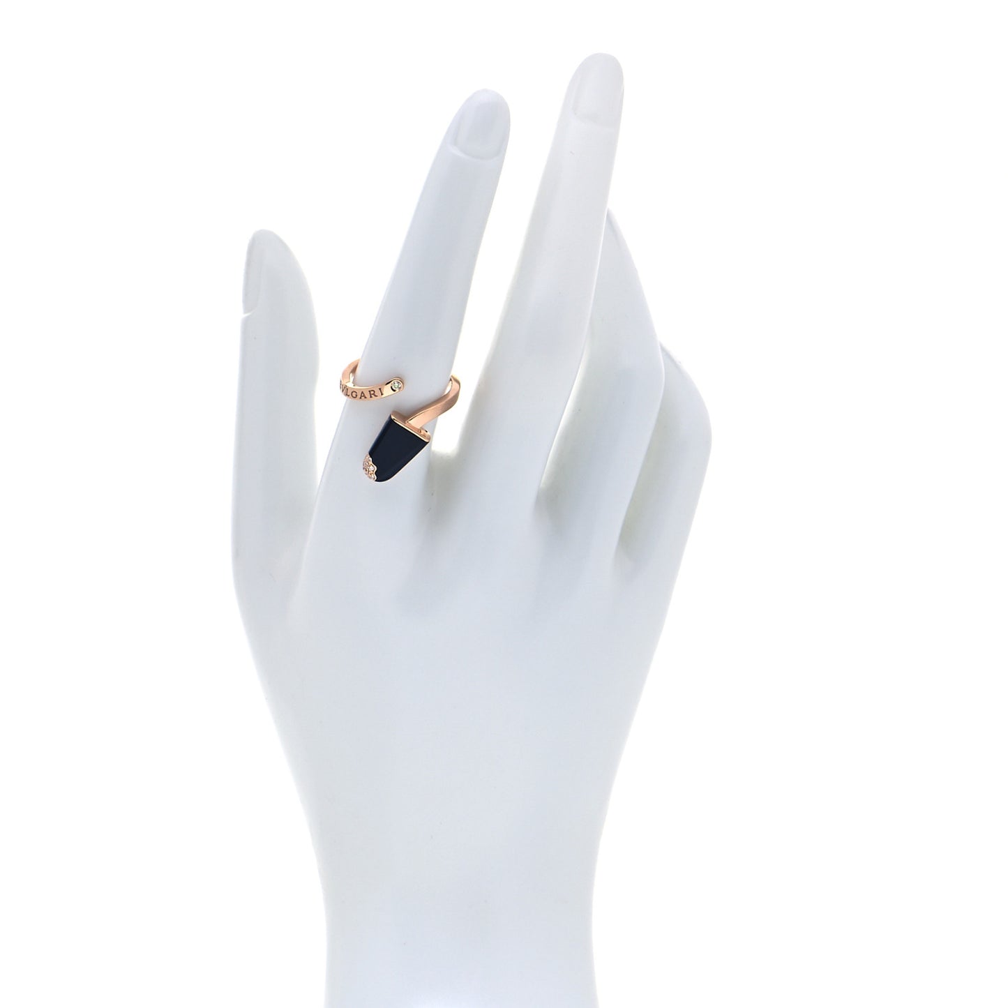 18K Rose Gold Black Onyx Diamond Gelati Ring 56 7