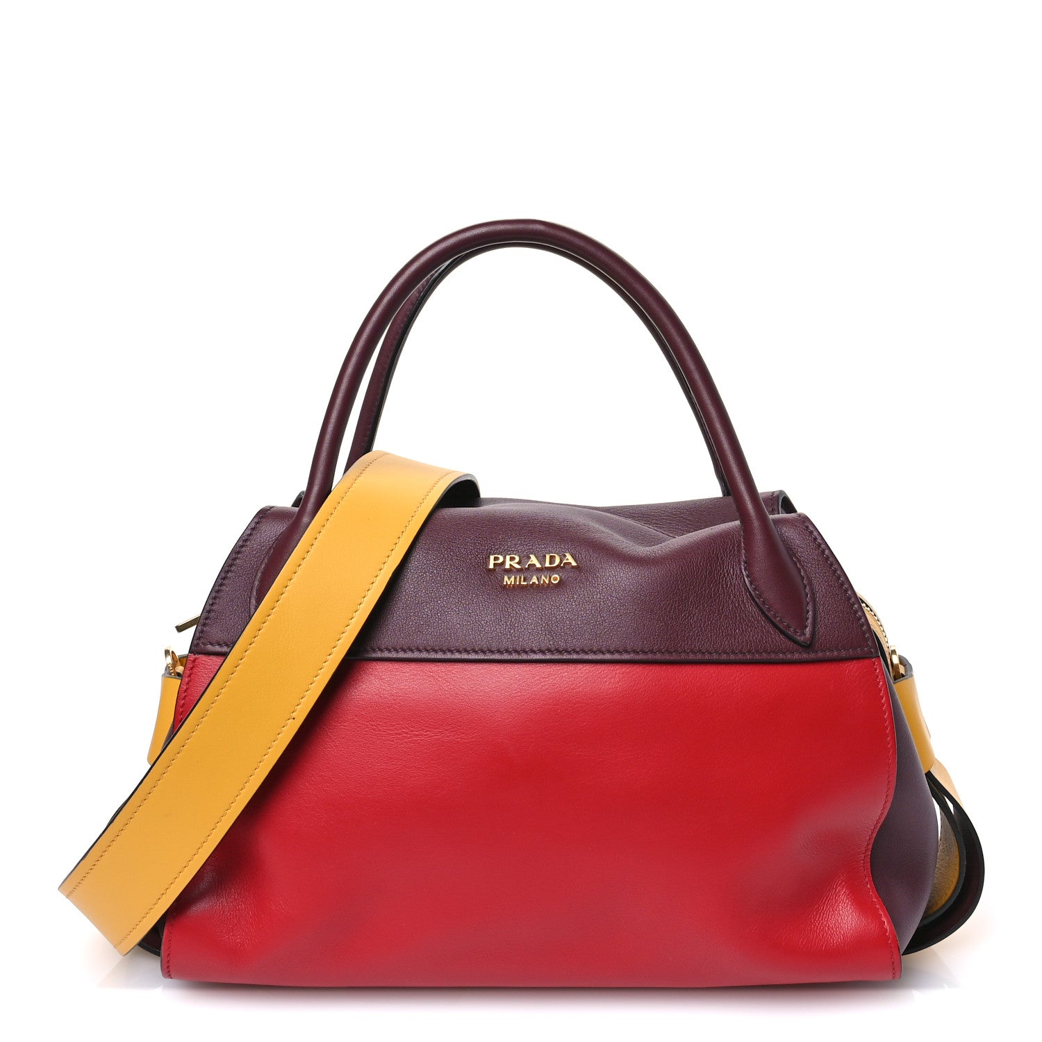 Prada City Calf Ribbon Bowling Bag Fuoco Granata 1 of 11