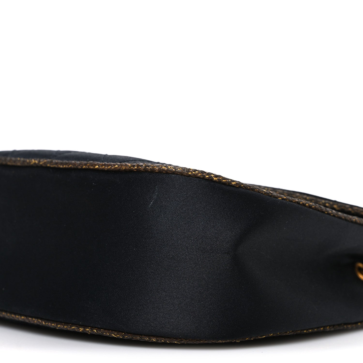 Chanel Satin Quilted Flap Shoulder Bag Black Gold 11 of 11