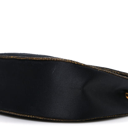 Chanel Satin Quilted Flap Shoulder Bag Black Gold 11 of 11