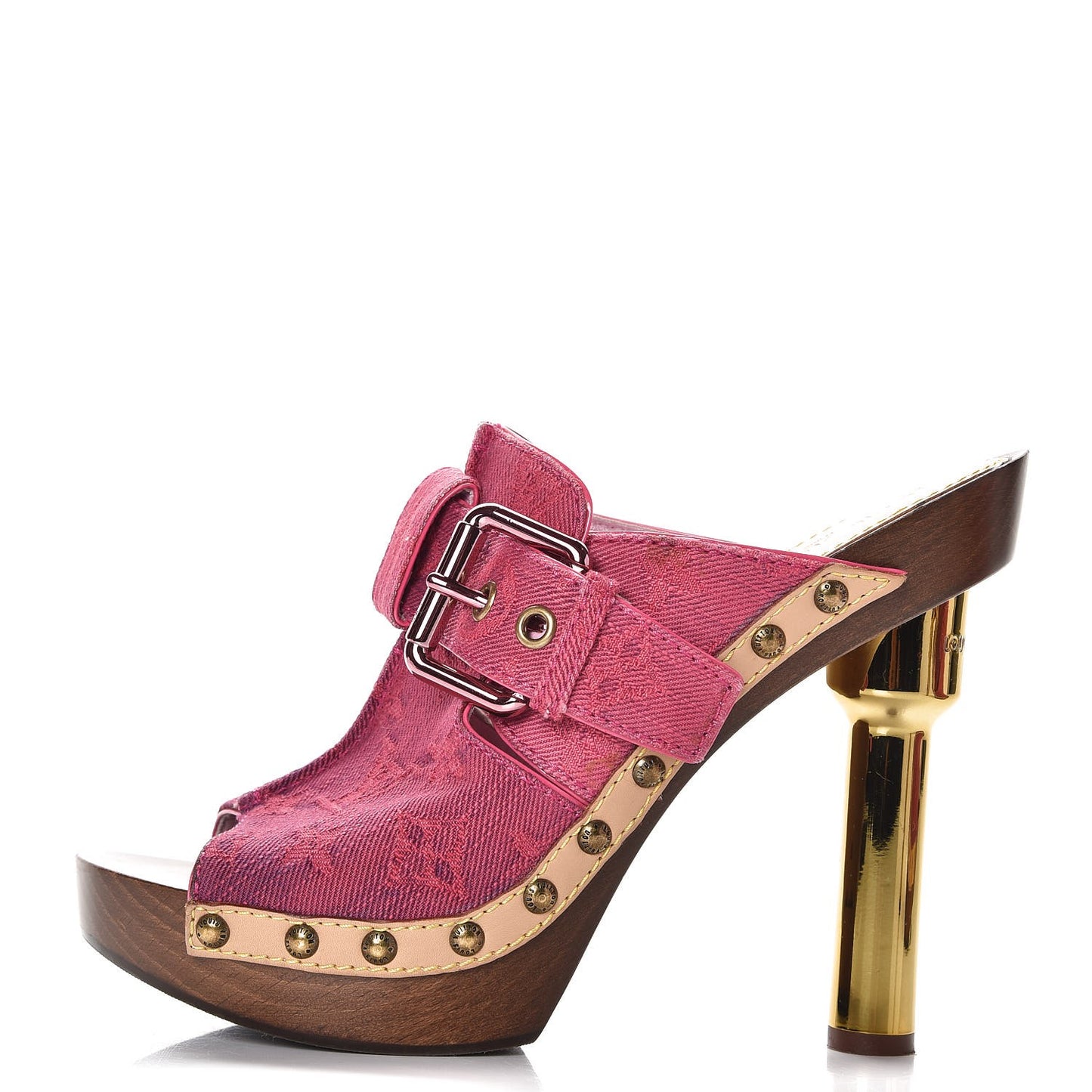 Denim Rosa Mule Clogs 38 Fuchsia