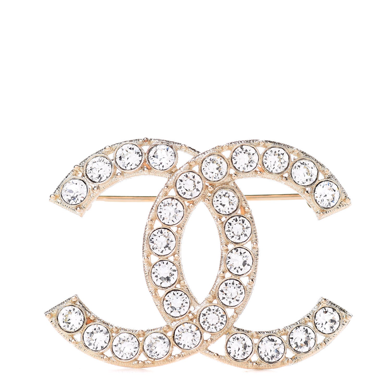Chanel Crystal CC Brooch Gold 1 of 5