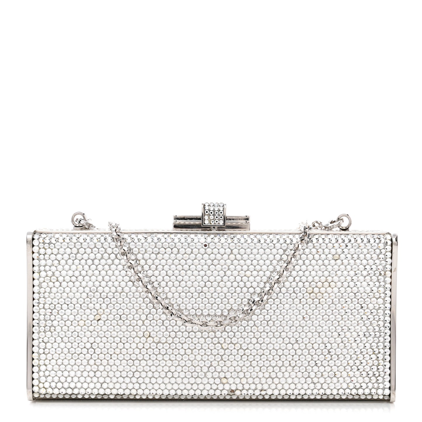 Swarovski Crystal Minaudiere Clutch Silver