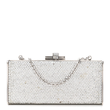 Judith Leiber Swarovski Crystal Minaudiere Clutch Silver 1 of 9