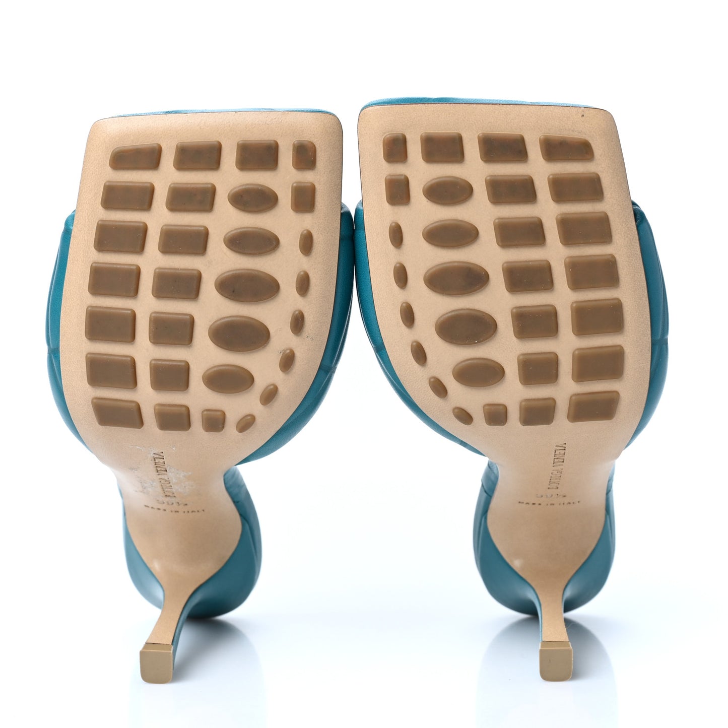 Nappa Quilted Rubber Lido Mule Sandals 39.5 Duck Green