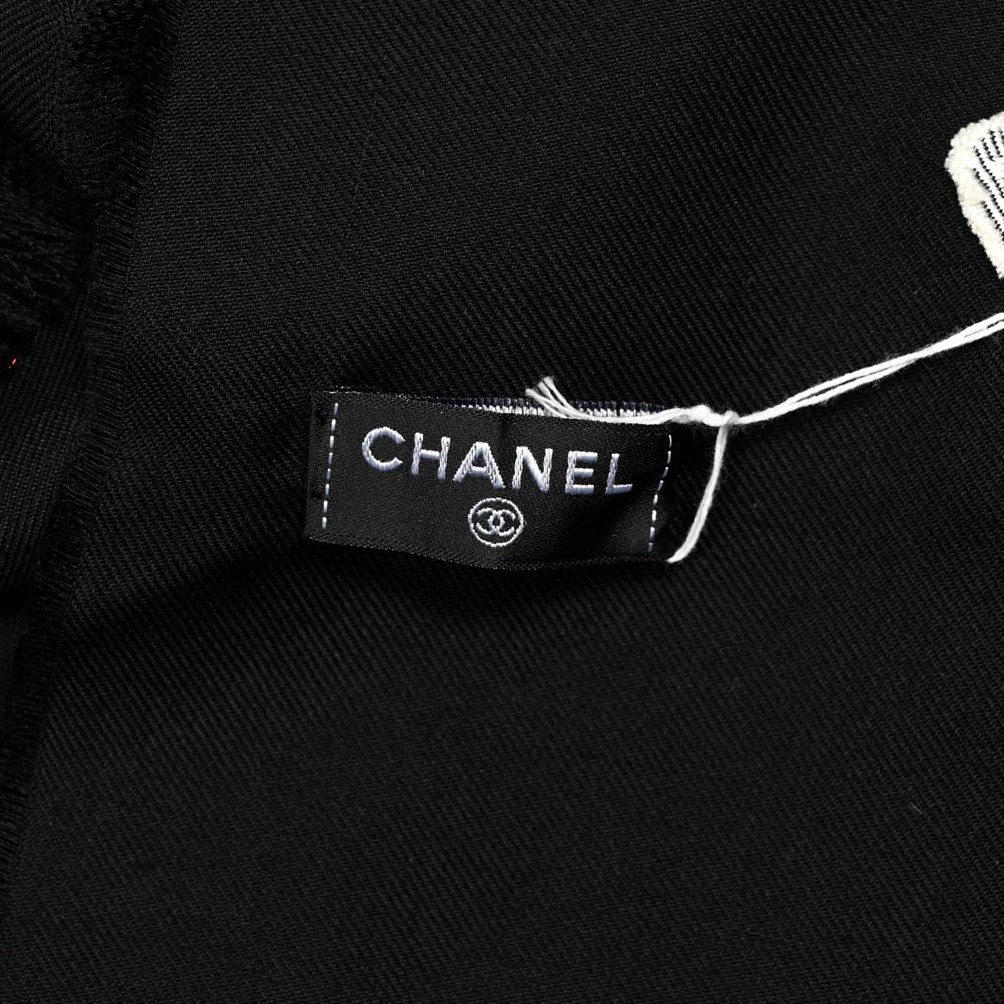 Cashmere Silk CC Logo Stole Black White