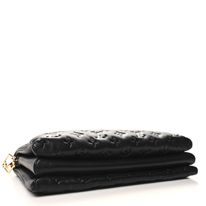 Louis Vuitton LOUIS VUITTON Lambskin Embossed Monogram Coussin MM Black 4 of 11