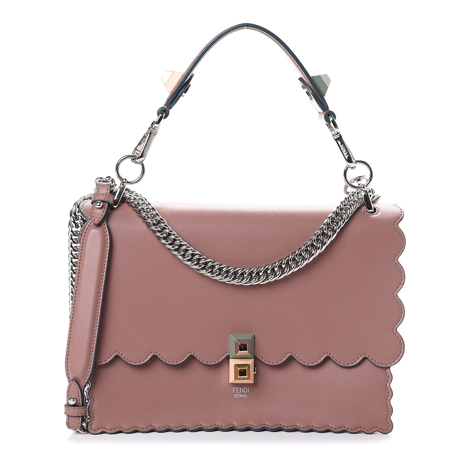 Fendi Vitello Liberty Scalloped Studded Kan I Shoulder Bag English Rose 1 of 8