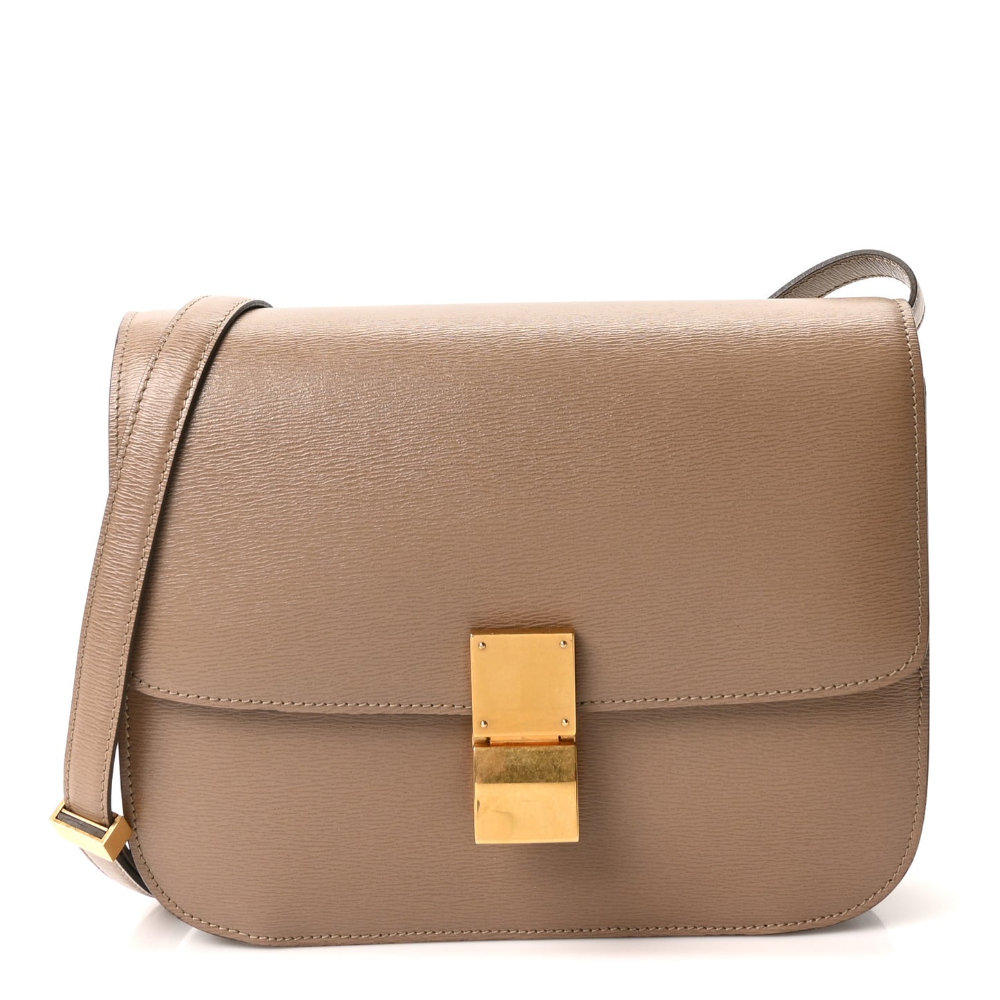Liege Calfskin Medium Classic Box Flap Bag Taupe