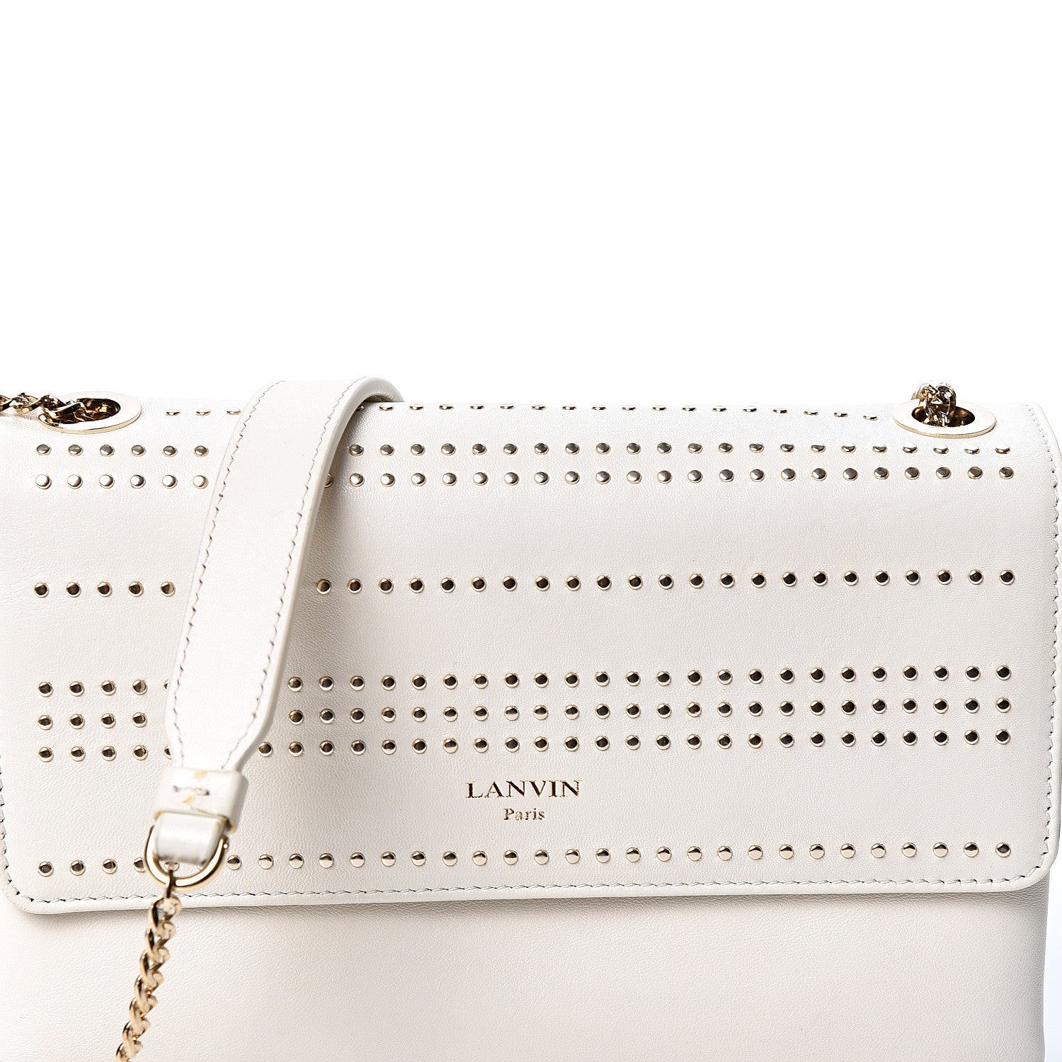 Lanvin Lambskin Studded Mini Sugar Flap Shoulder Bag White 8 of 12