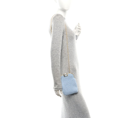 Fendi Fabric Crochet Baguette Phone Bag Azzurro Sky 2 of 11