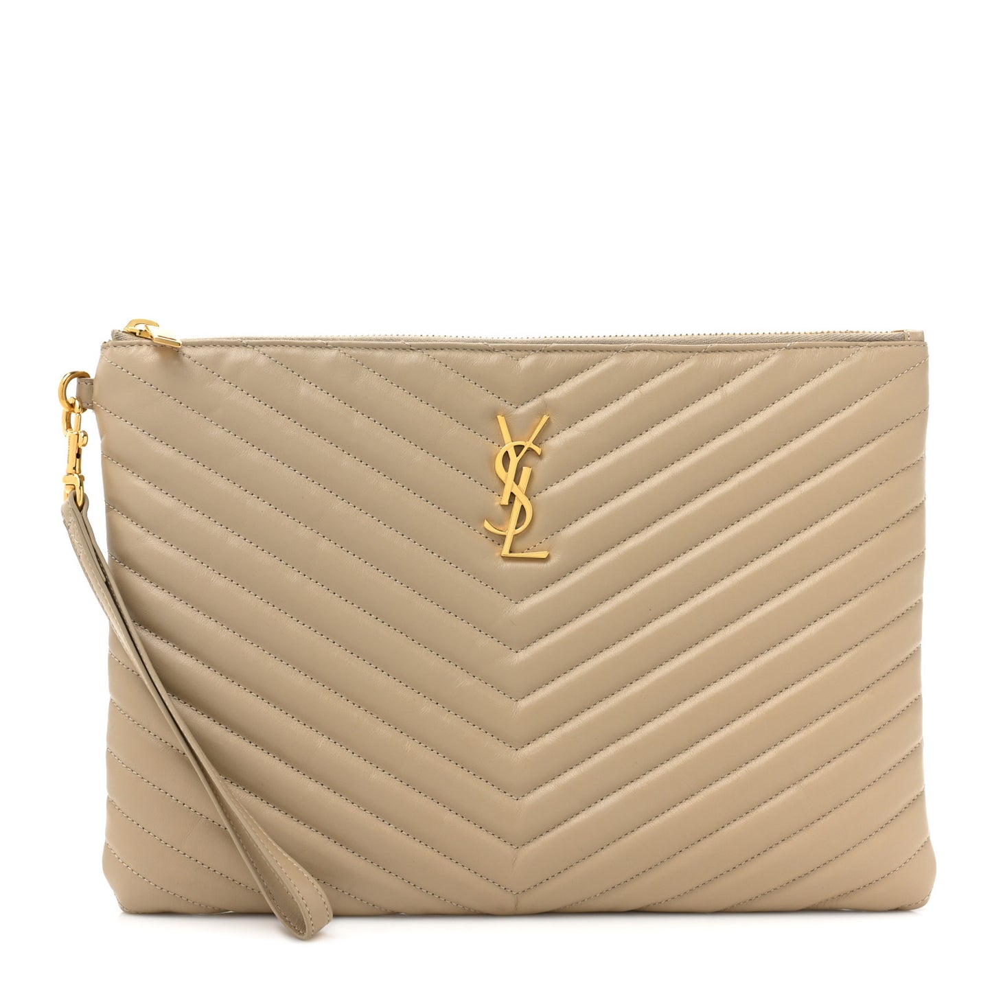 Calfskin Matelasse Monogram Cassandre Tablet Pouch Sea Salt