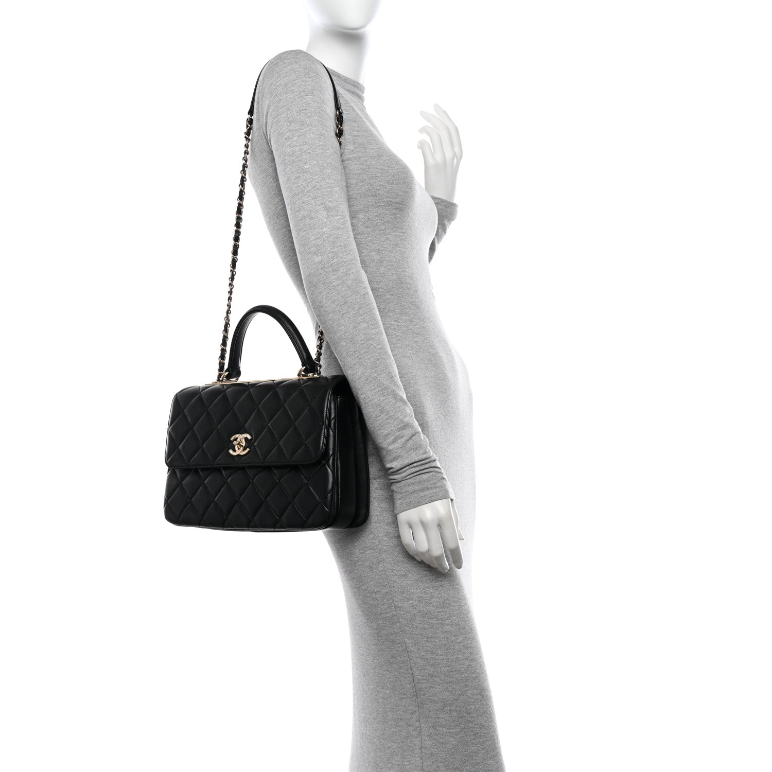 Chanel Lambskin Quilted Medium Trendy CC Flap Dual Handle Bag Black 2 of 12