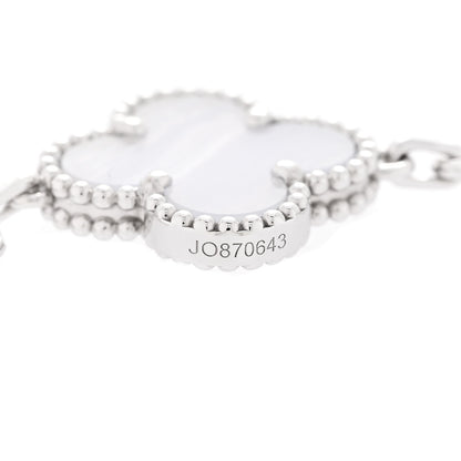 Van Cleef & Arpels 18K White Gold Chalcedony 10 Motifs Vintage Alhambra Necklace 5 of 7