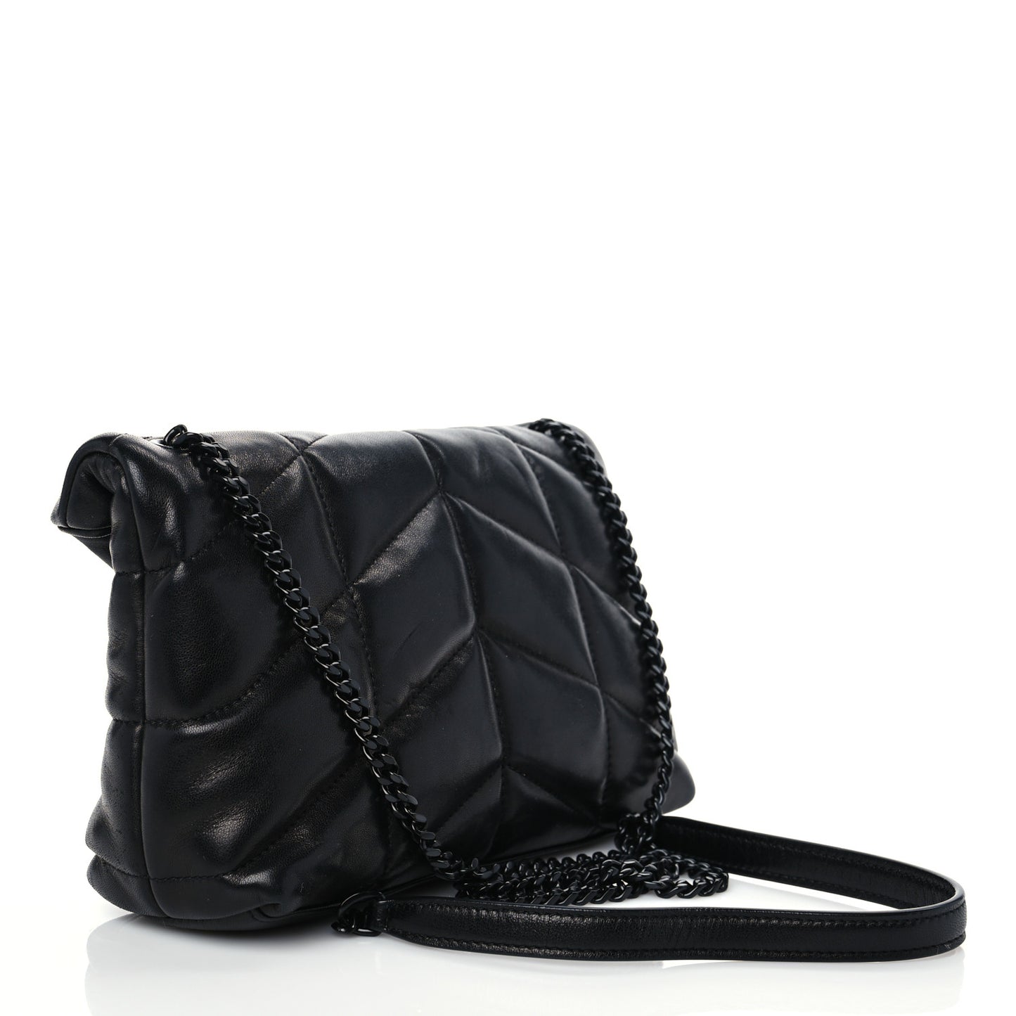 Lambskin Quilted Toy Loulou Puffer Monogram Chain Satchel Black
