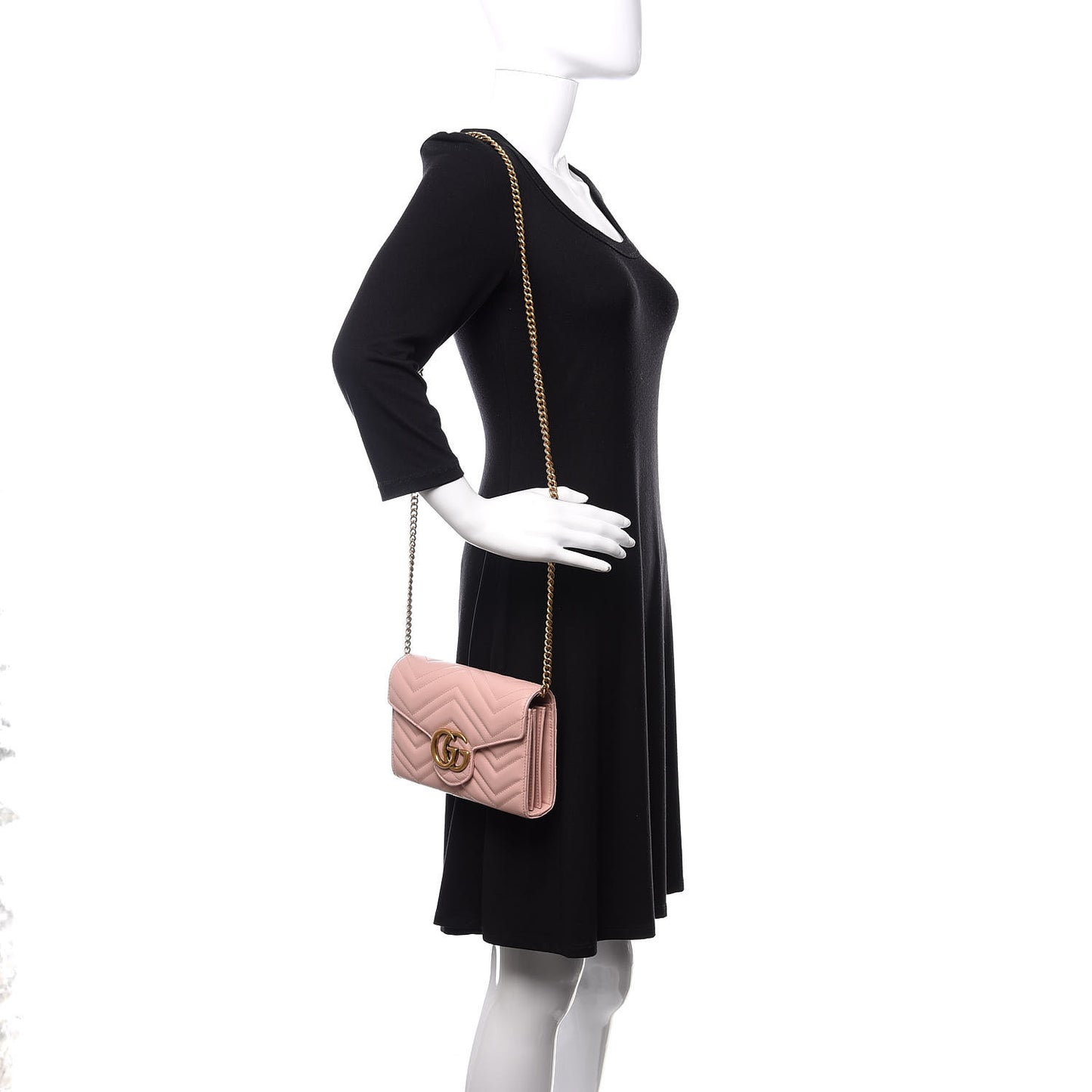 Calfskin Matelasse GG Marmont Chain Wallet Perfect Pink