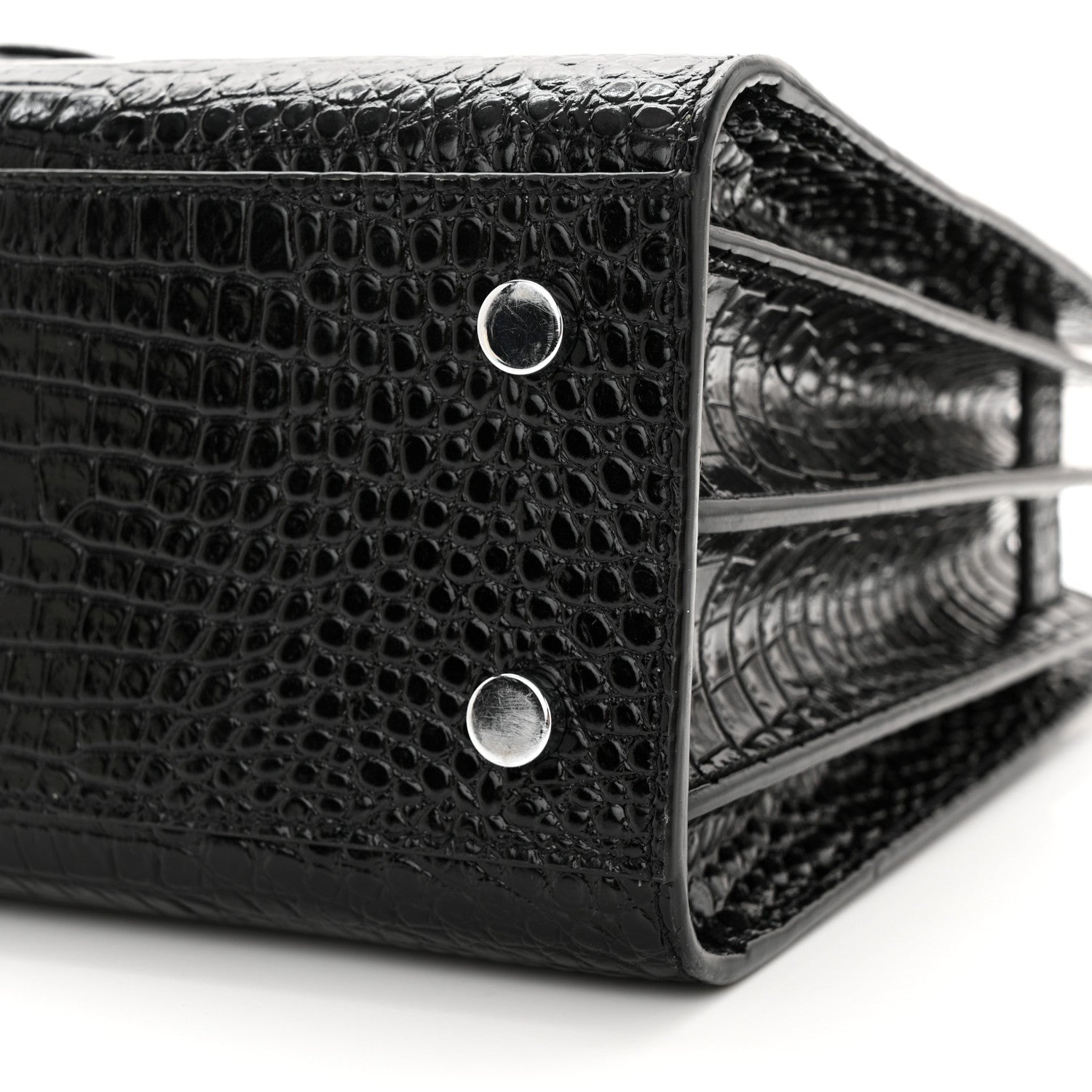 Saint Laurent Calfskin Crocodile Embossed Baby Sac De Jour Black 10 of 11