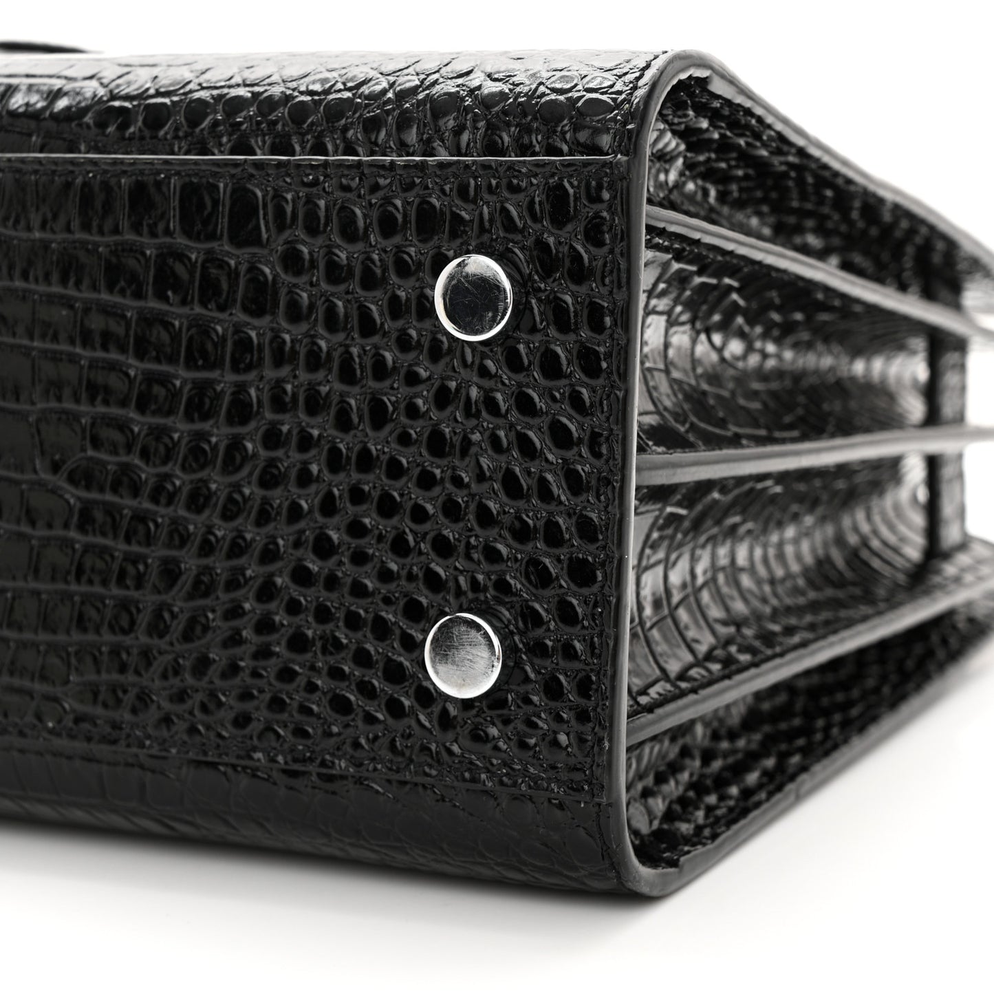 Calfskin Crocodile Embossed Baby Sac De Jour Black