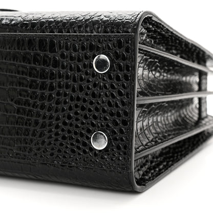 Saint Laurent Calfskin Crocodile Embossed Baby Sac De Jour Black 9 of 10