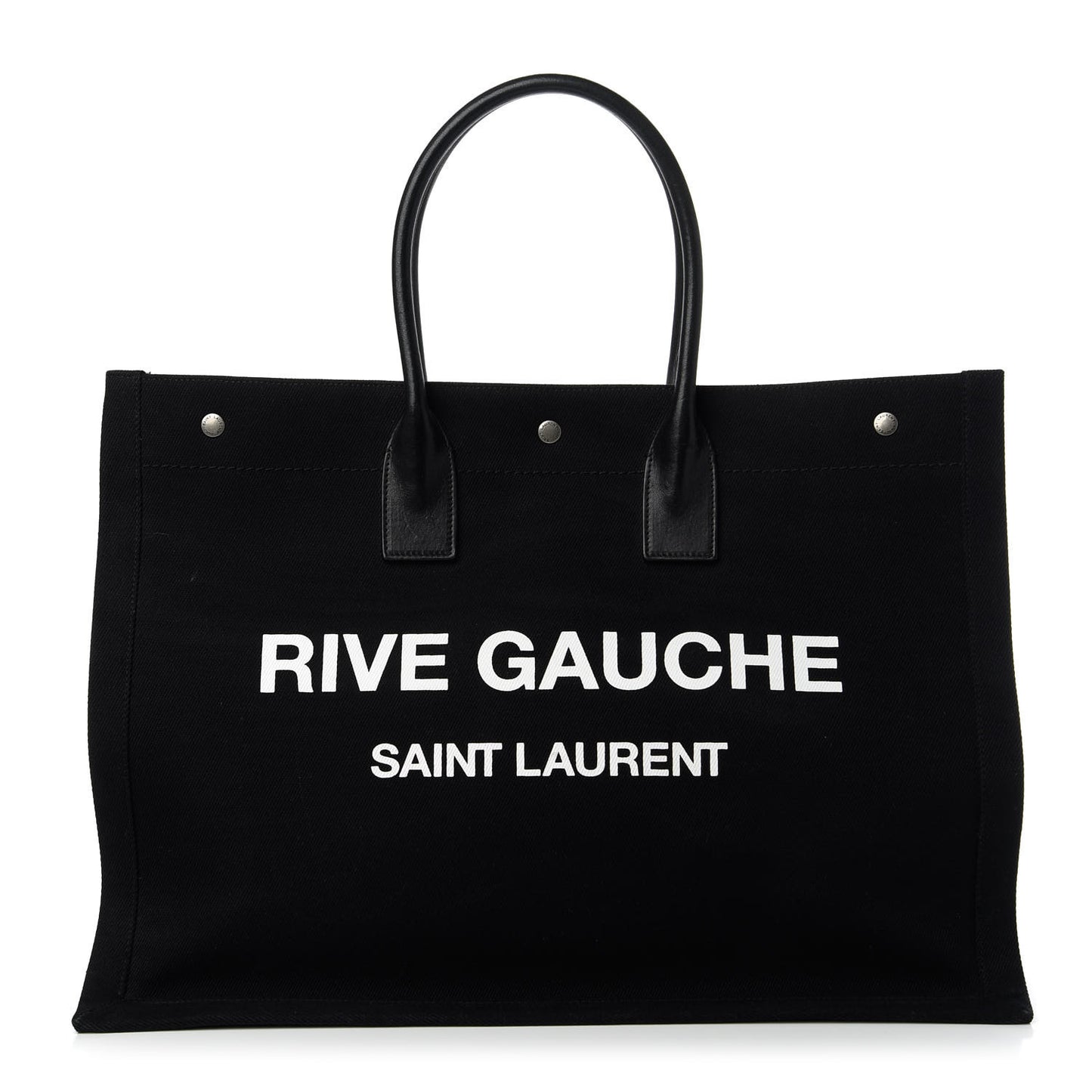 Linen Calfskin Rive Gauche Tote Black