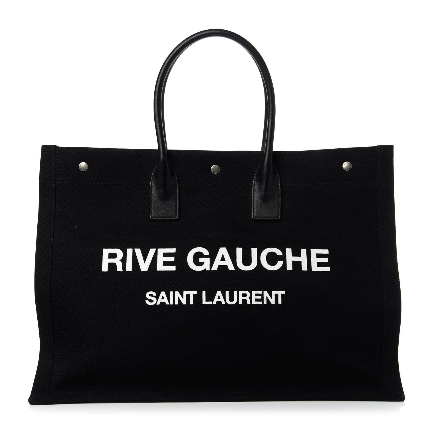 Saint Laurent Linen Calfskin Rive Gauche Tote Black 1 of 10