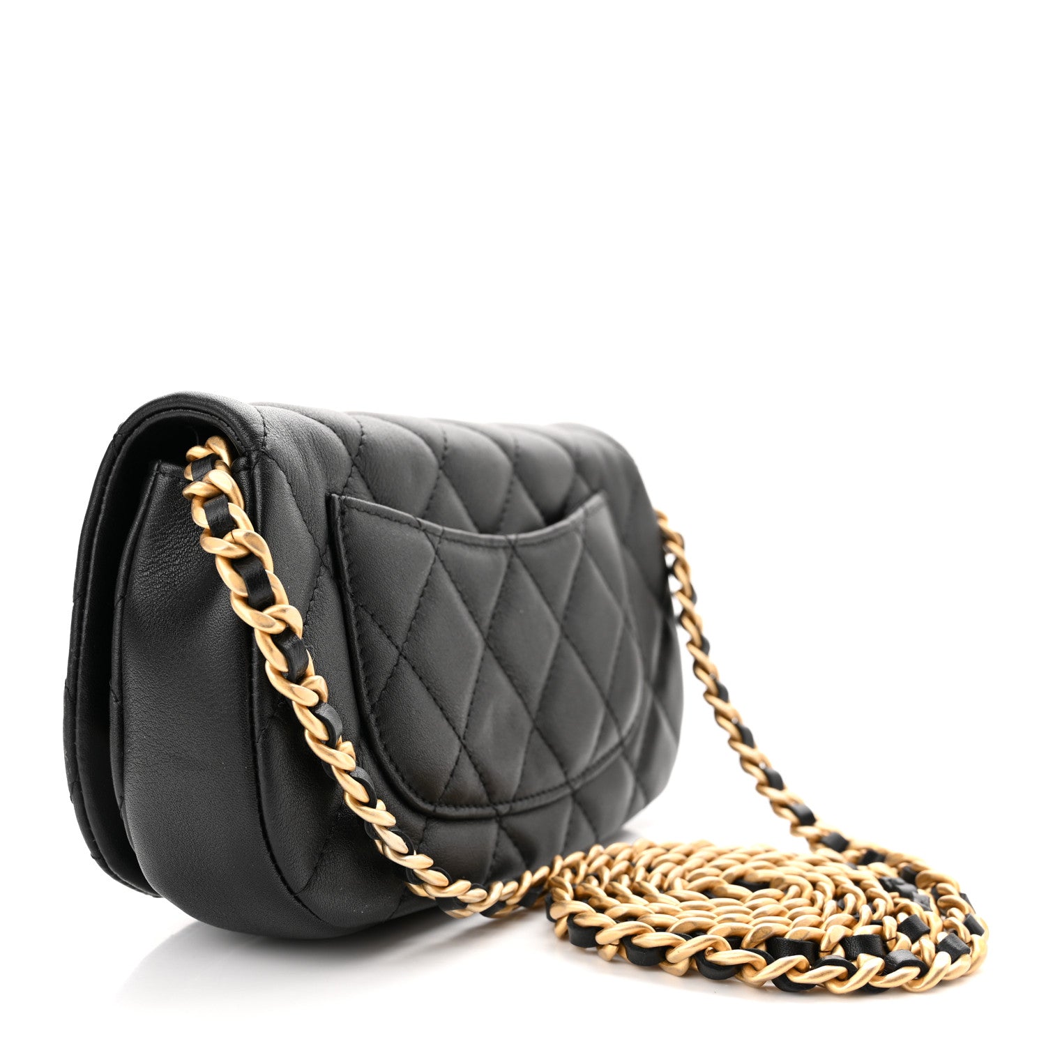 Chanel Calfskin Quilted Coco Mail Clutch With Chain Black 5 of 12