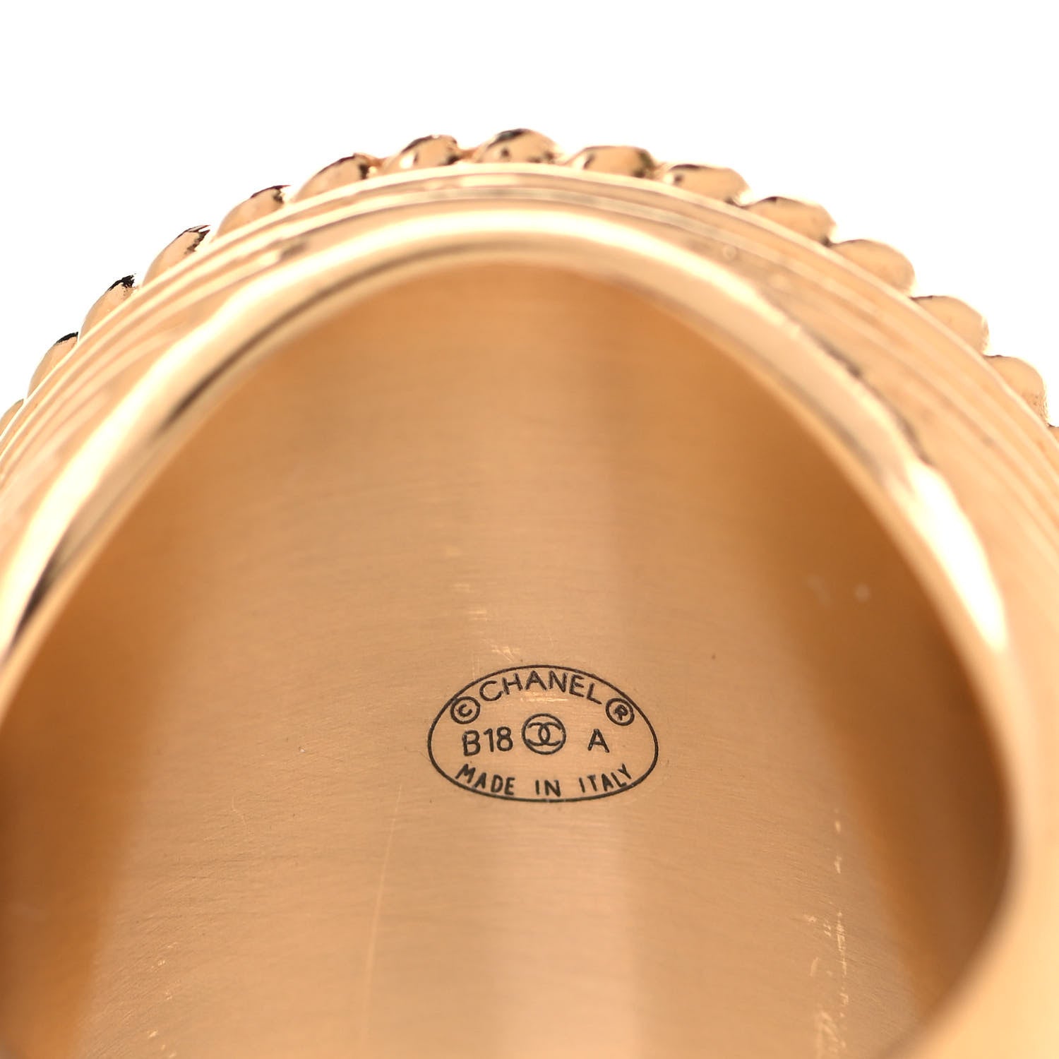Chanel Metal CC Rope Ring 7 Gold 5 of 5