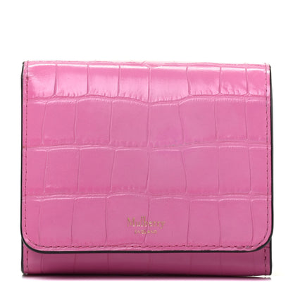 Mulberry Crocodile Embossed Calfskin Small French Continental Wallet Raspberry Pink 1 of 8