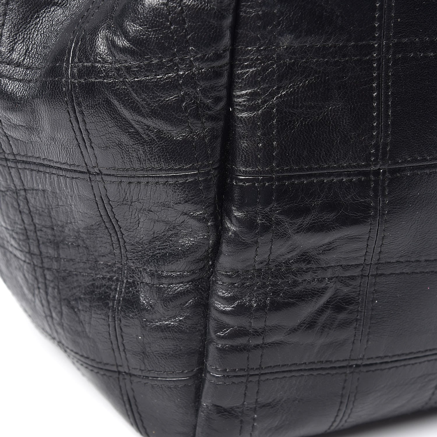 Chanel Lambskin Square Stitched Lax Accordion Shoulder Bag Black 12 of 13