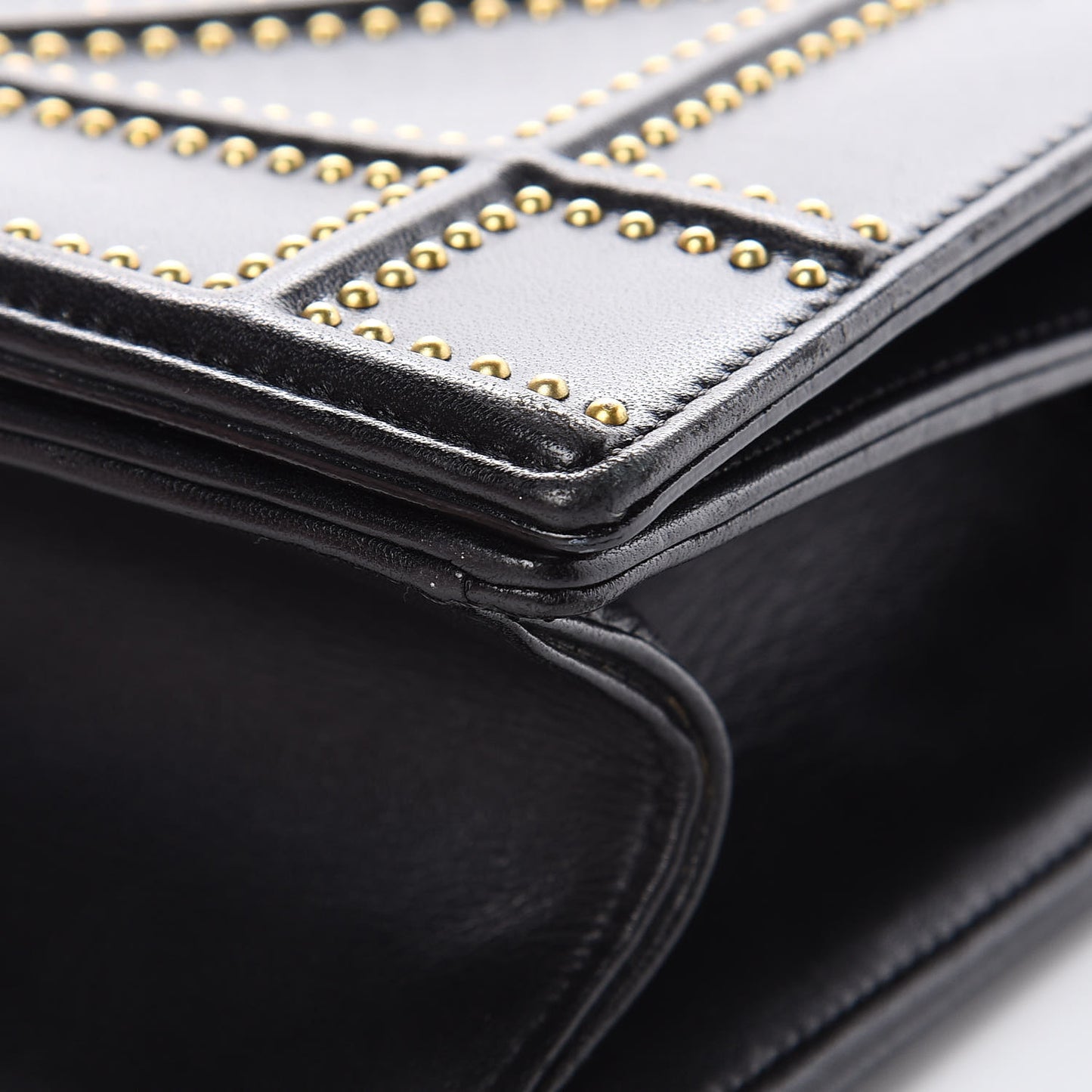 Lambskin Studded Medium Diorama Flap Bag Black