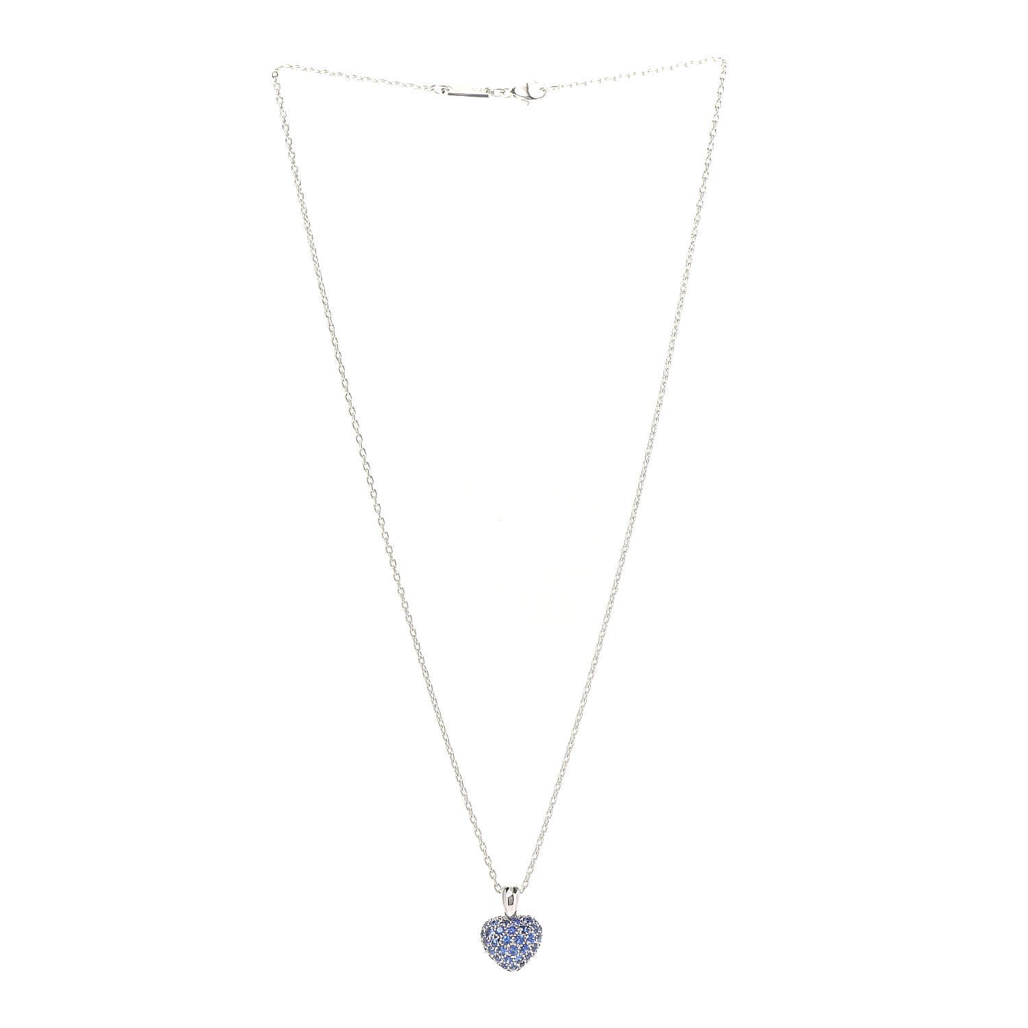 Chopard 18K White Gold Blue Sapphire Heart Pendant Necklace 3 of 7