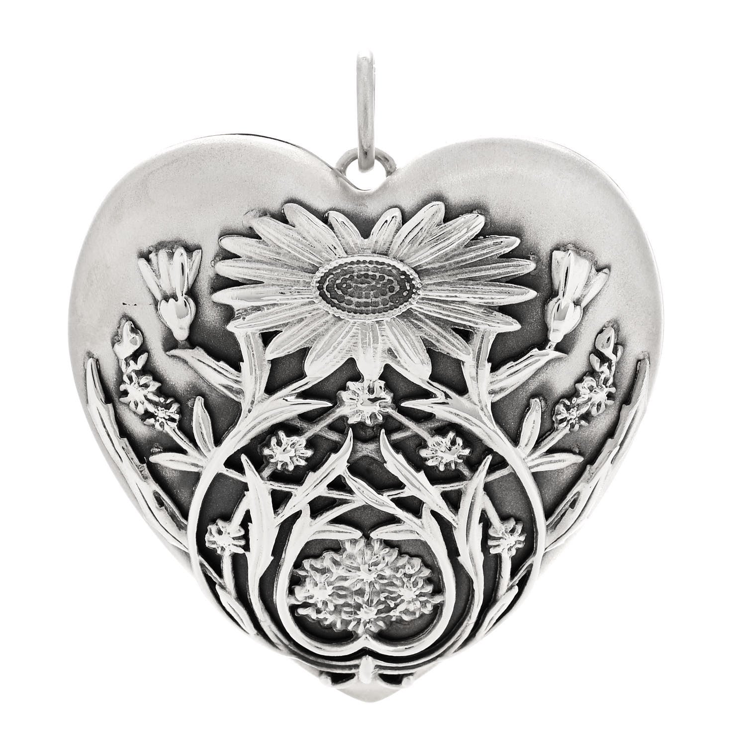 Tiffany Sterling Silver Large Ziegfeld Daisy Heart Locket Pendant 1 of 5