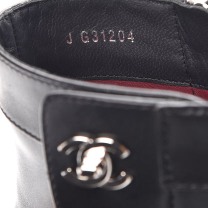 Chanel Calfskin CC Turnlock Ankle Boots 36.5 Black 8 of 9