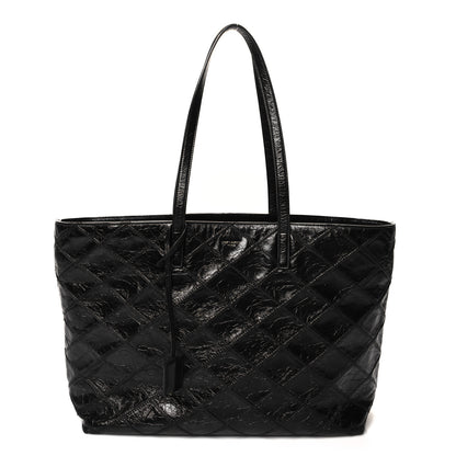 Saint Laurent Crinkled Calfskin Quilted East West Shopping Tote Black 1 of 10