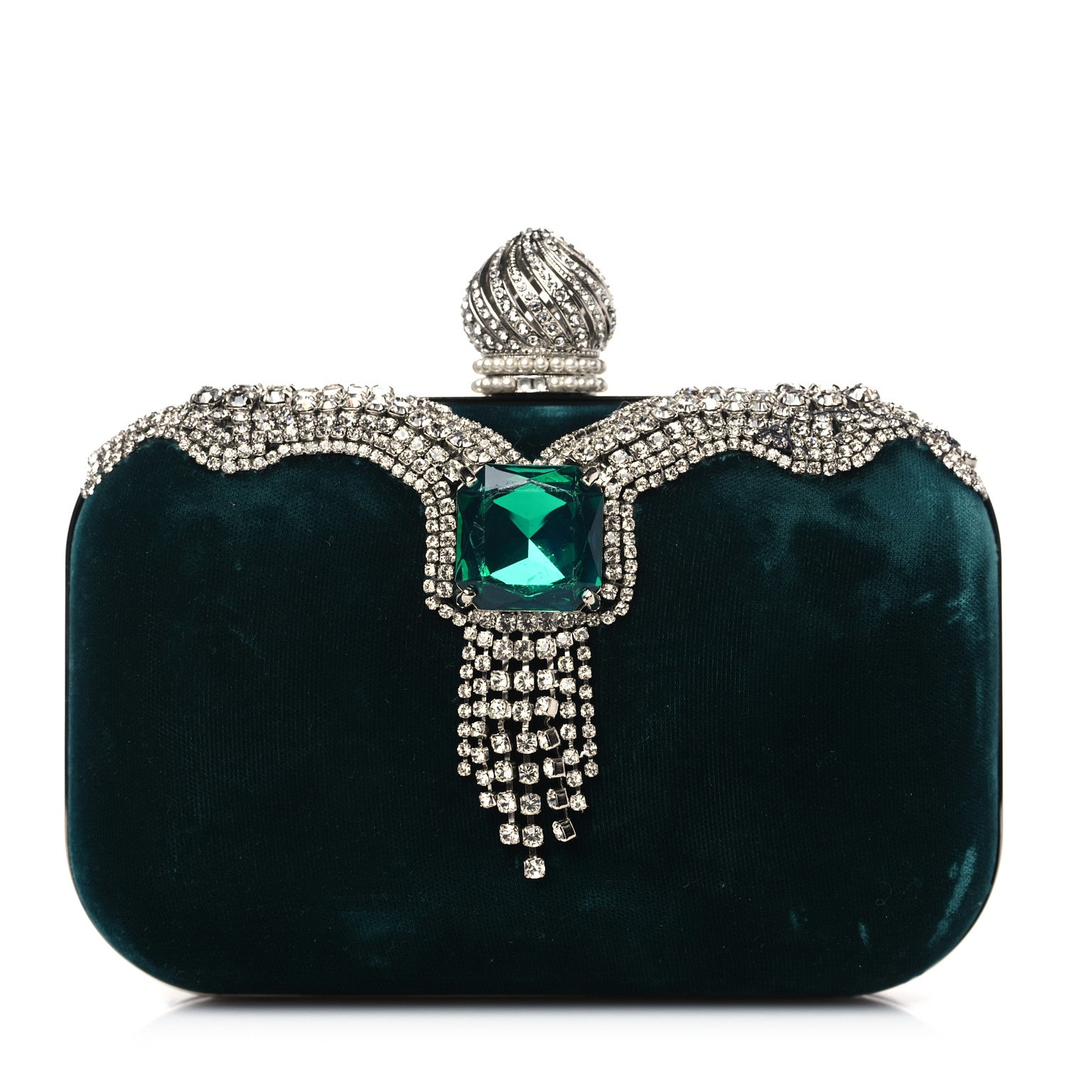 Jimmy Choo Velvet Embellished Cloud Clutch Green 1 of 11