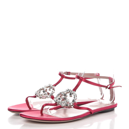 Gucci Satin Crystal GG Thong Sandals 39 Petunia 3 of 9