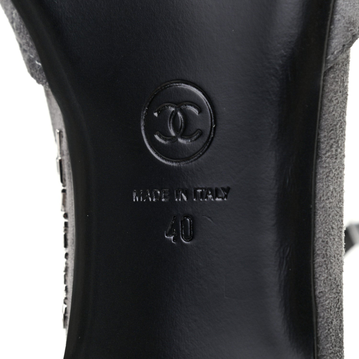 Chanel Suede Grosgrain Cap Toe CC Ankle Strap Sandals 40 Grey Black 5 of 6