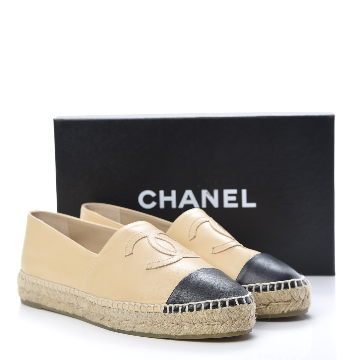 Lambskin CC Espadrilles 40 Beige Black