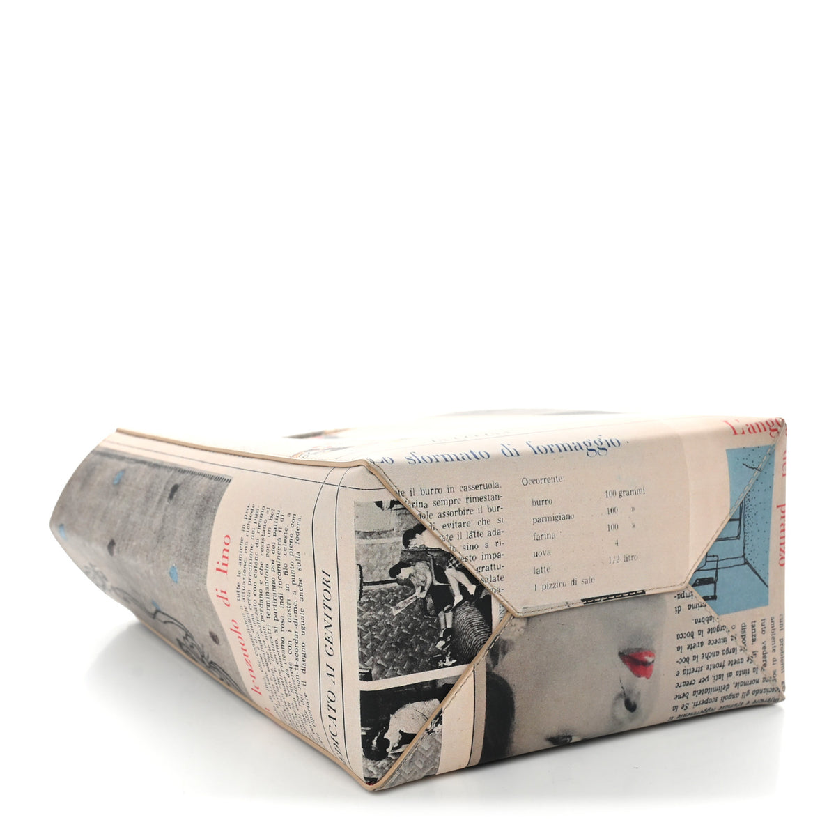 Newspaper Print Small Shopper Tote Beige Multicolor