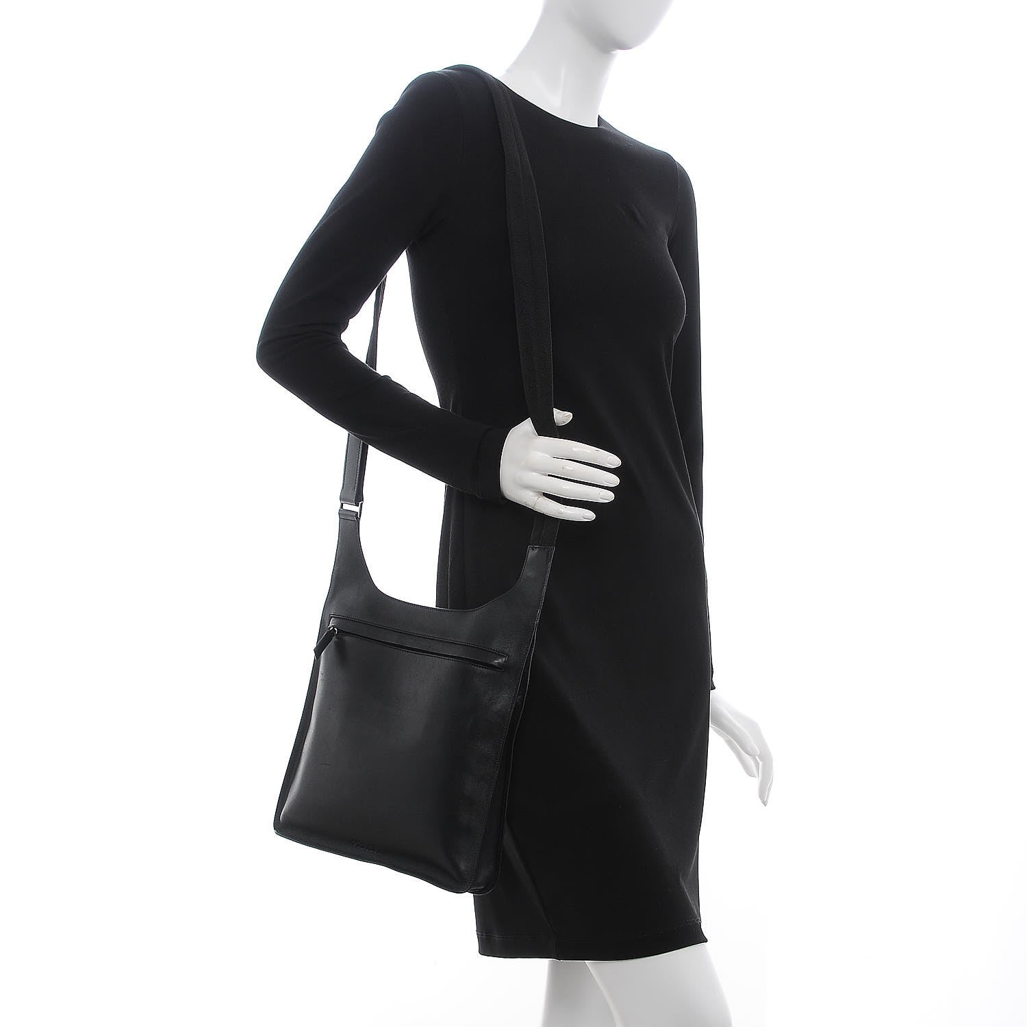 Prada Smooth Calfskin Flat Messenger Bag Black 2 of 6