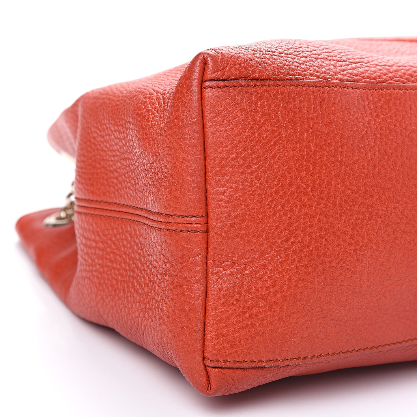 Pebbled Calfskin Medium Soho Chain Shoulder Bag Sun Orange