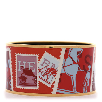 Hermes Enamel Printed Extra Wide De Passage a Paris Bracelet 62 1 of 6