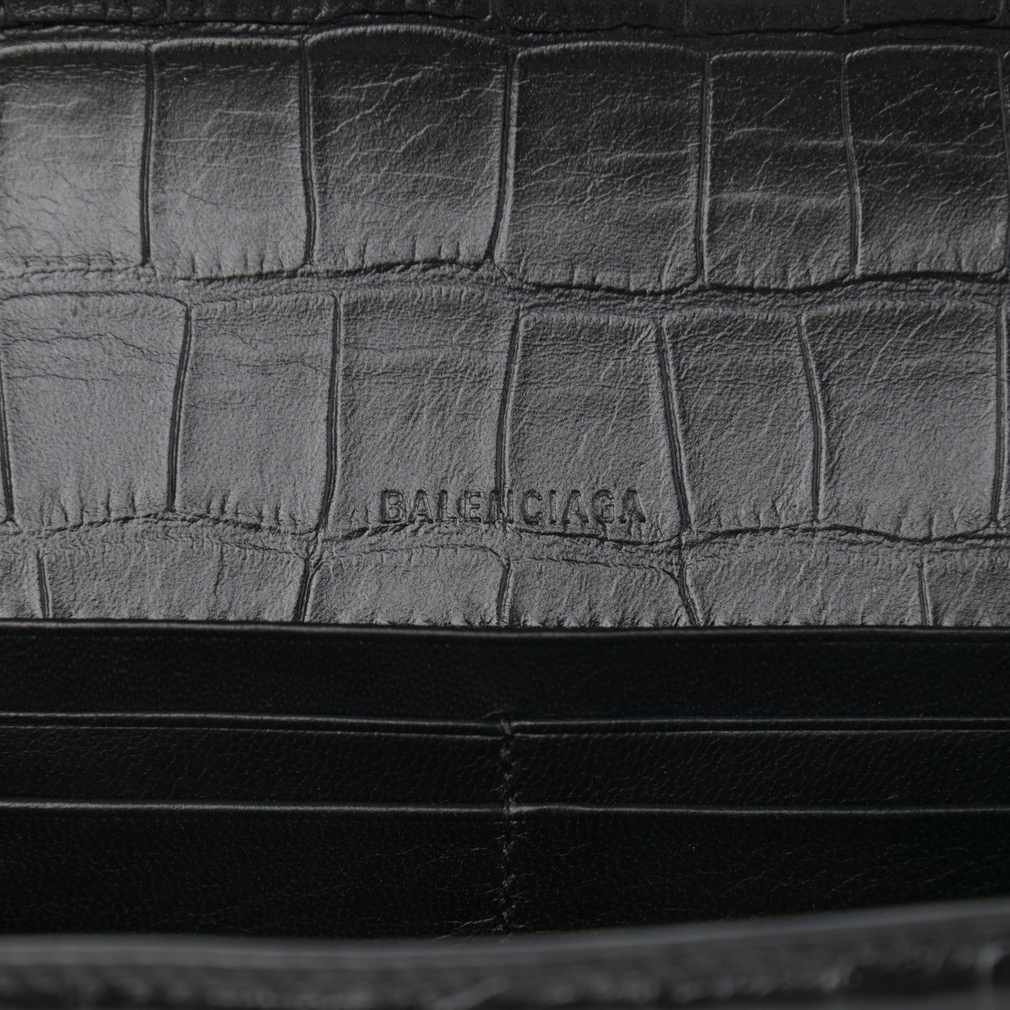 Extra Supple Calfskin Crocodile Embossed Gossip Chain Bag XS Black