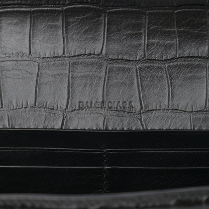 Balenciaga Extra Supple Calfskin Crocodile Embossed Gossip Chain Bag XS Black 6 of 11