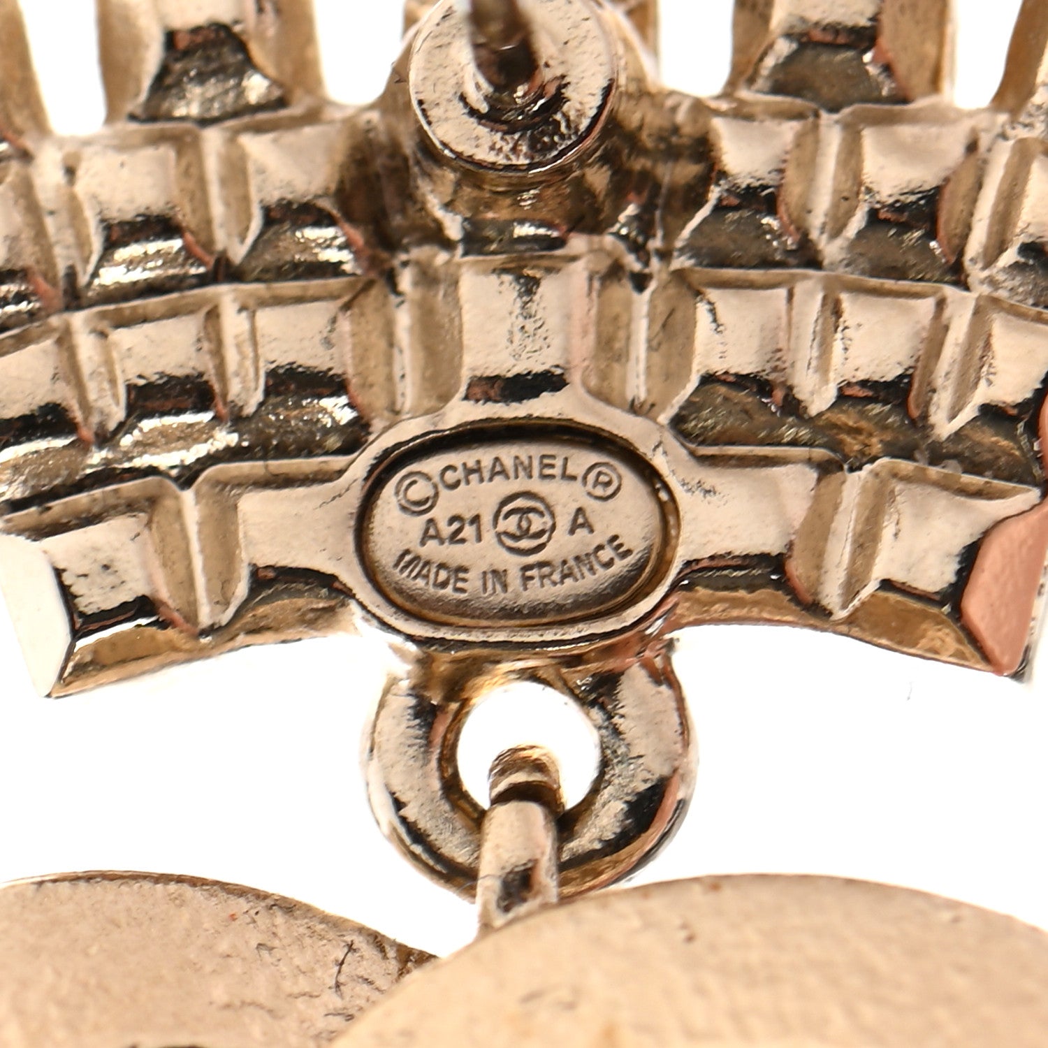 Chanel Crystal CC Crown Drop Earrings Gold 4 of 4