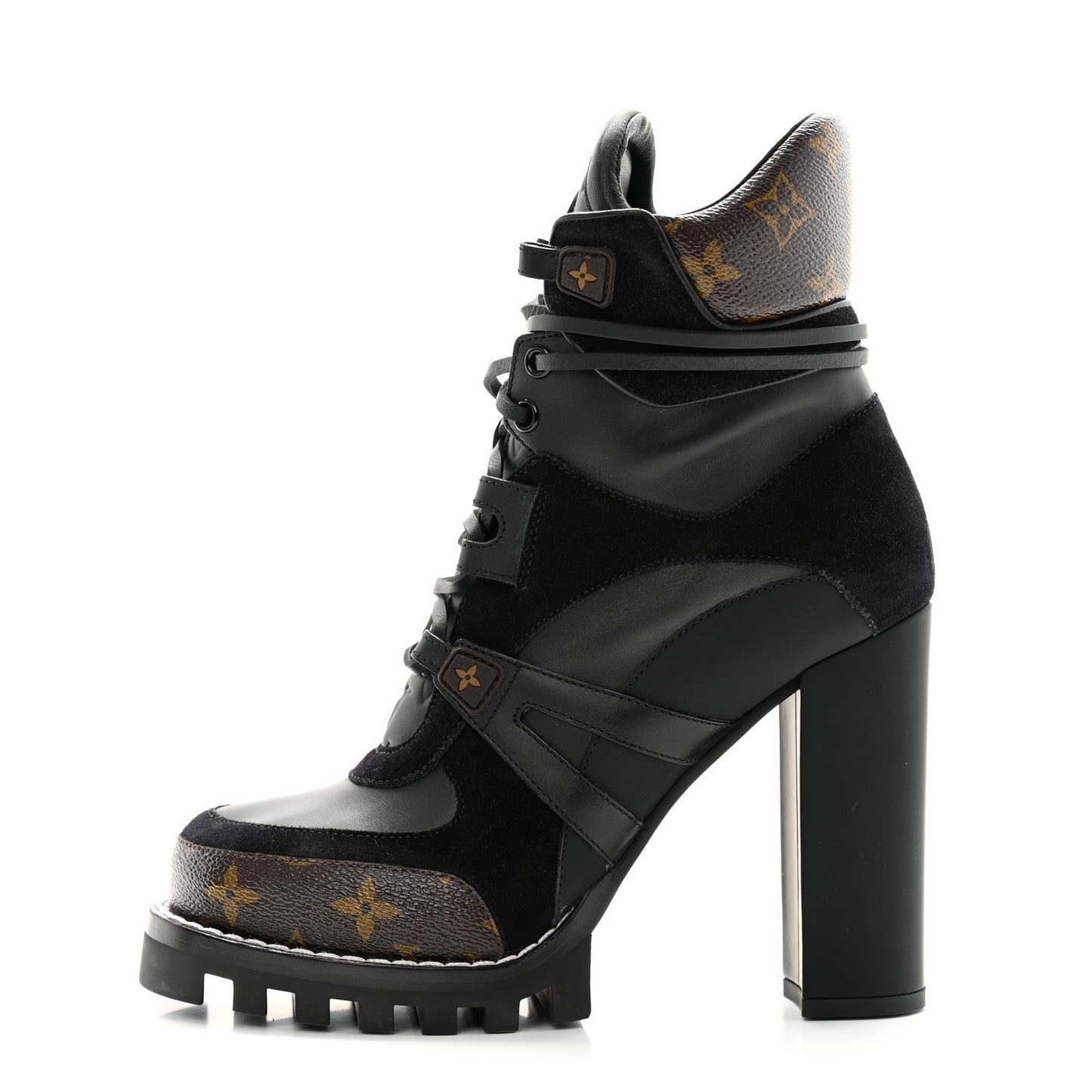 Suede Calfskin Monogram Star Trail Ankle Boots 39 Black