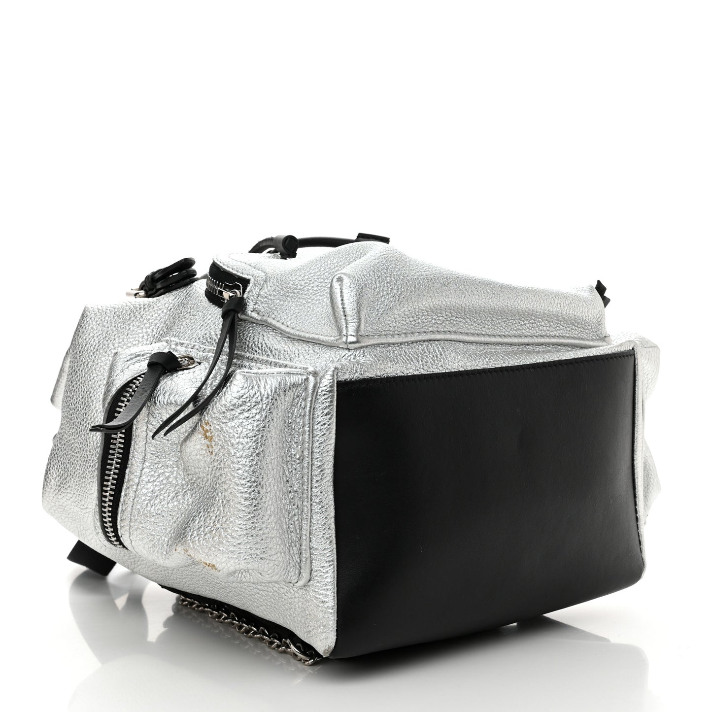 Metallic Deerskin Medium Rucksack Backpack Silver