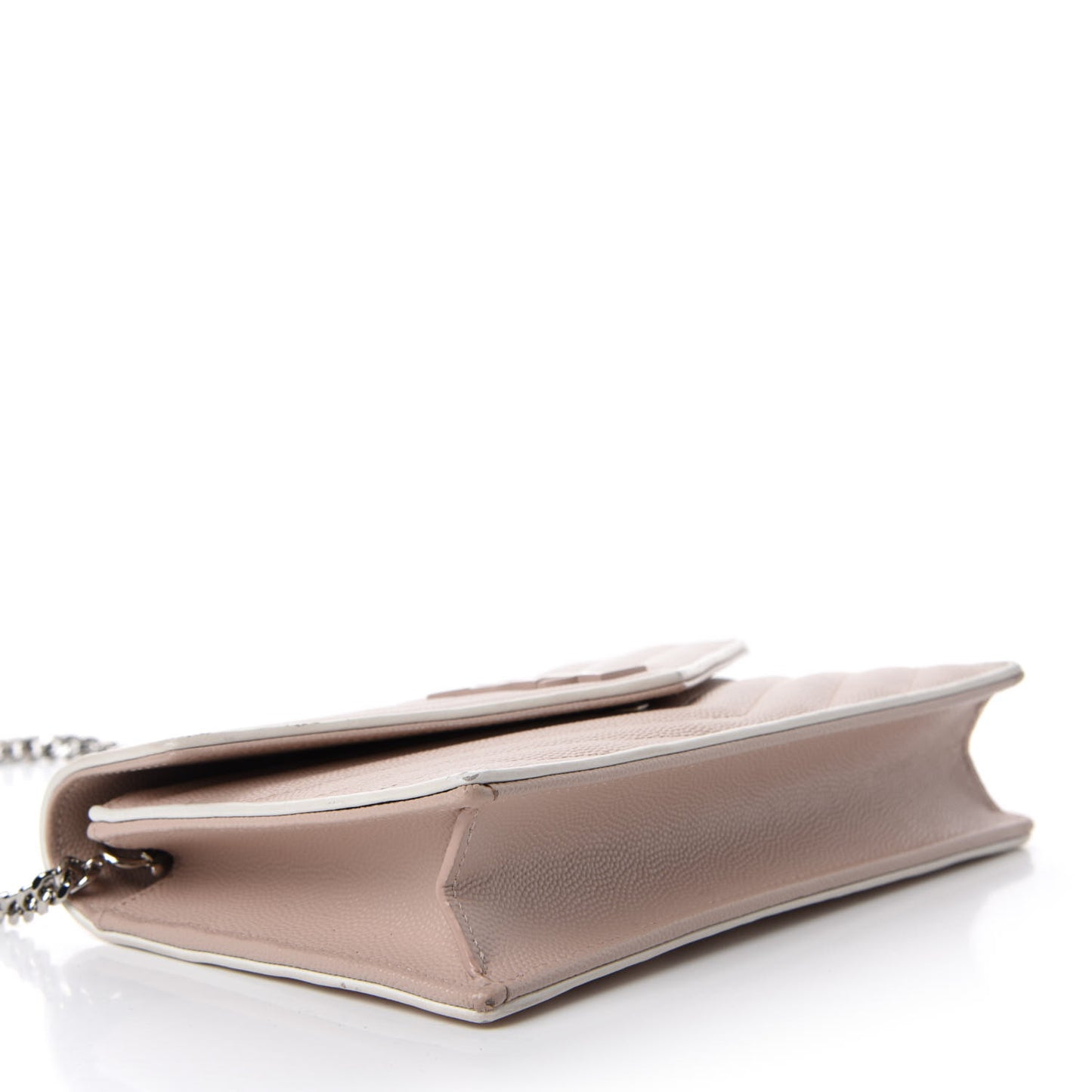 Grain De Poudre Matelasse Chevron Monogram Envelope Chain Wallet Pink White